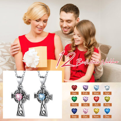 Collier Croix en Argent Sterling avec Pierre de Naissance pour Femme Collection