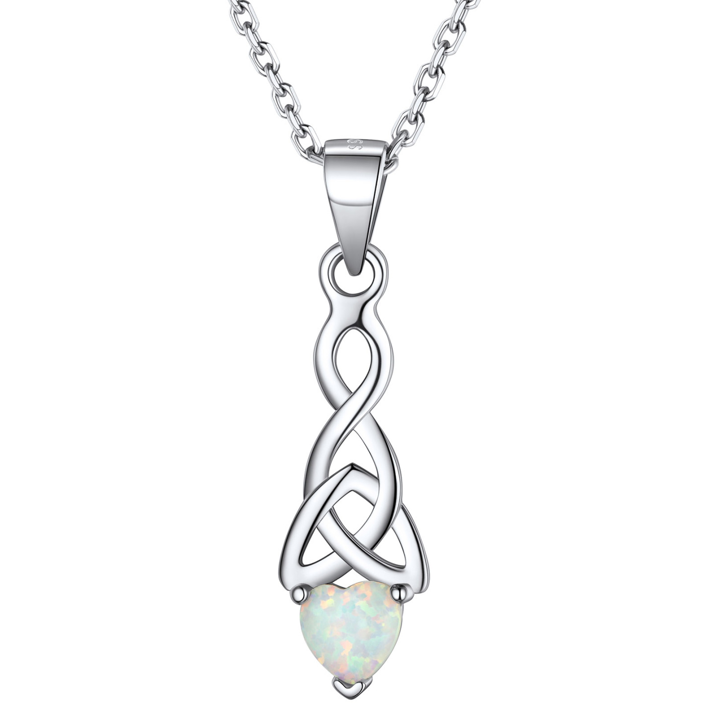 Collier Cœur en Nœud Celtique avec Opale en Argent 925
