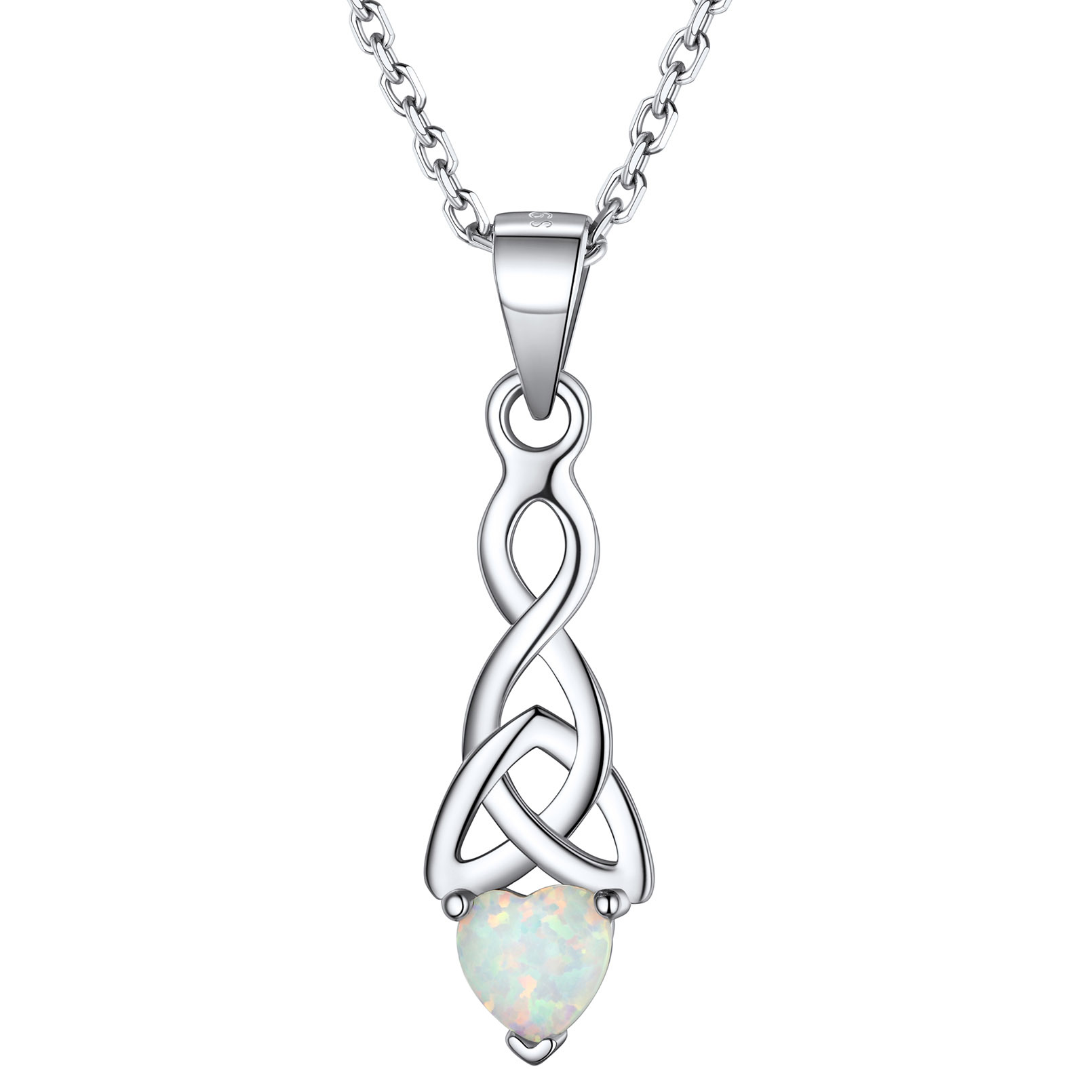 Collier Cœur en Nœud Celtique avec Opale en Argent 925