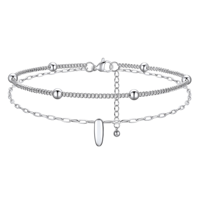 Bracelet Cheville Initial en Relief à Plusieurs Rangs I