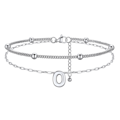 Bracelet Cheville Initial en Relief à Plusieurs Rangs O