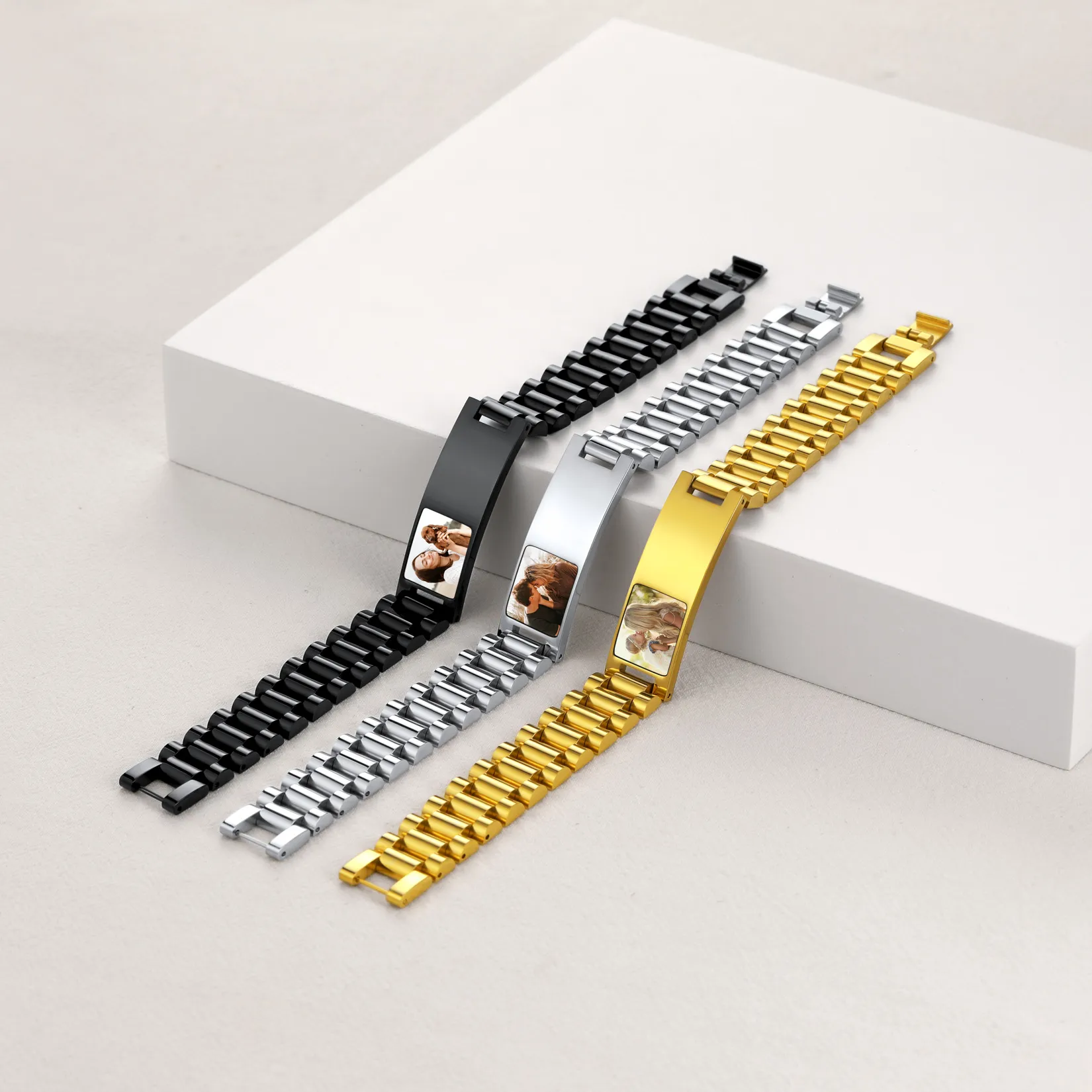 Bracelet d'Identification Personnalisé avec Photo pour Hommes Collection