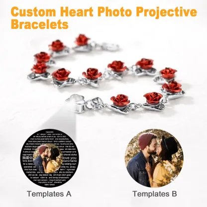Bracelet Femme Personnalisé avec Photo et Roses Symboliques 2 Styles