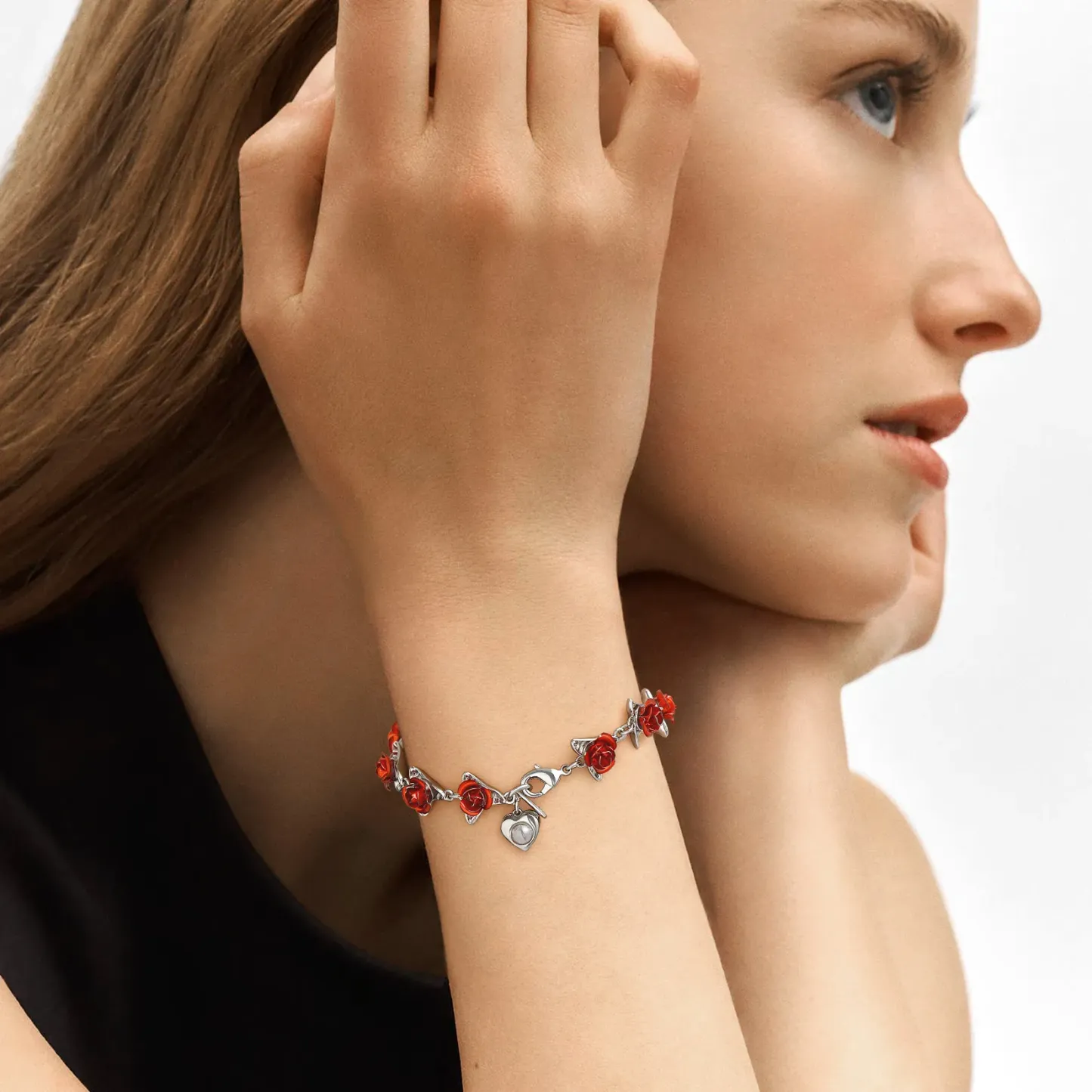 Bracelet Femme Personnalisé avec Photo et Roses Modèle