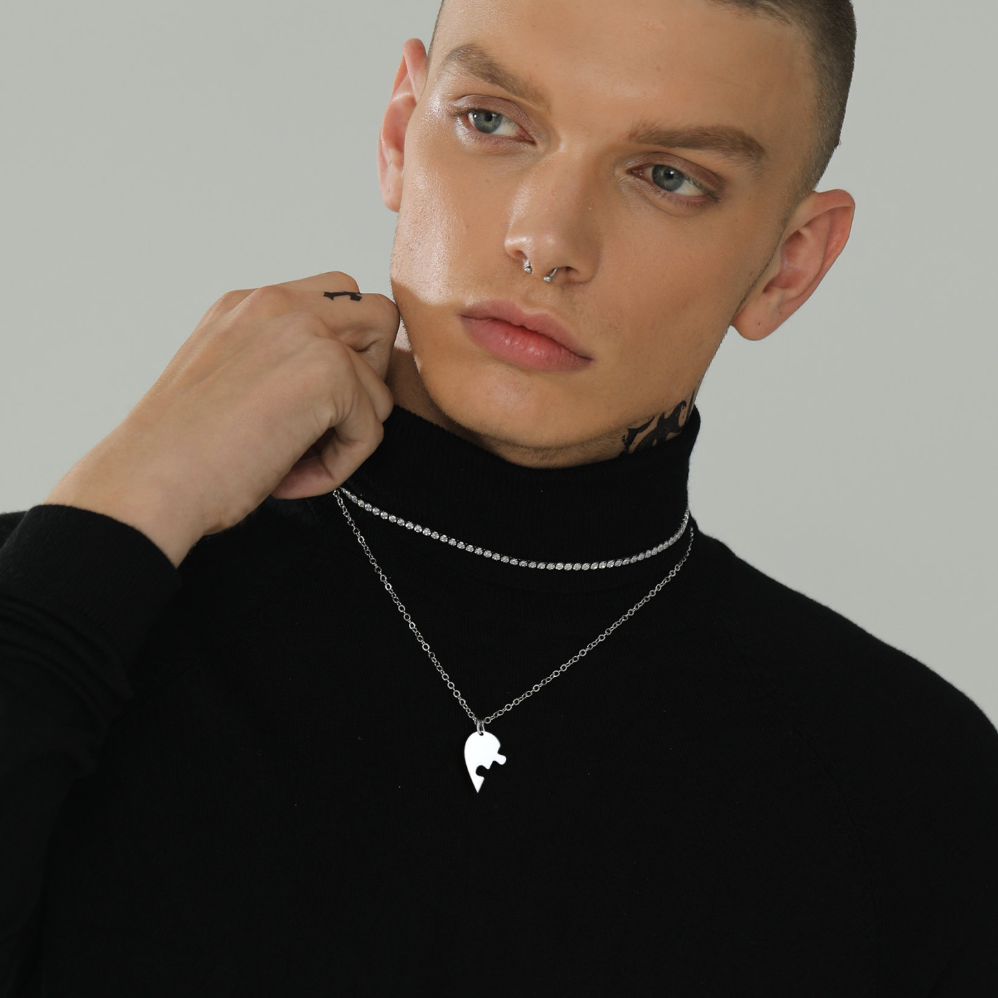 Collier Puzzle Cœur avec Nom pour Couple