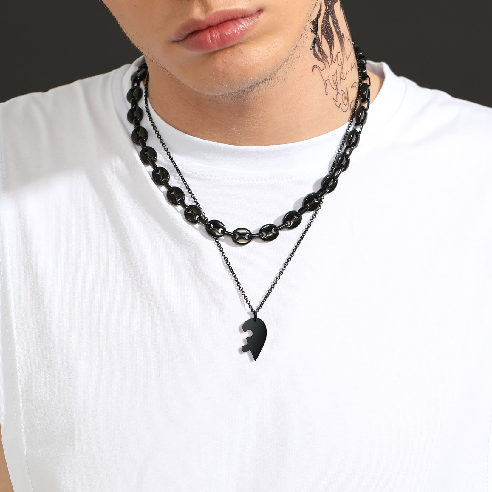 Collier Puzzle  Gravé avec Nom pour Couple