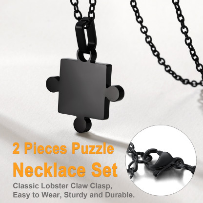 Pendentif Puzzle Personnalisé Gravé en Acier Inoxydable Détail