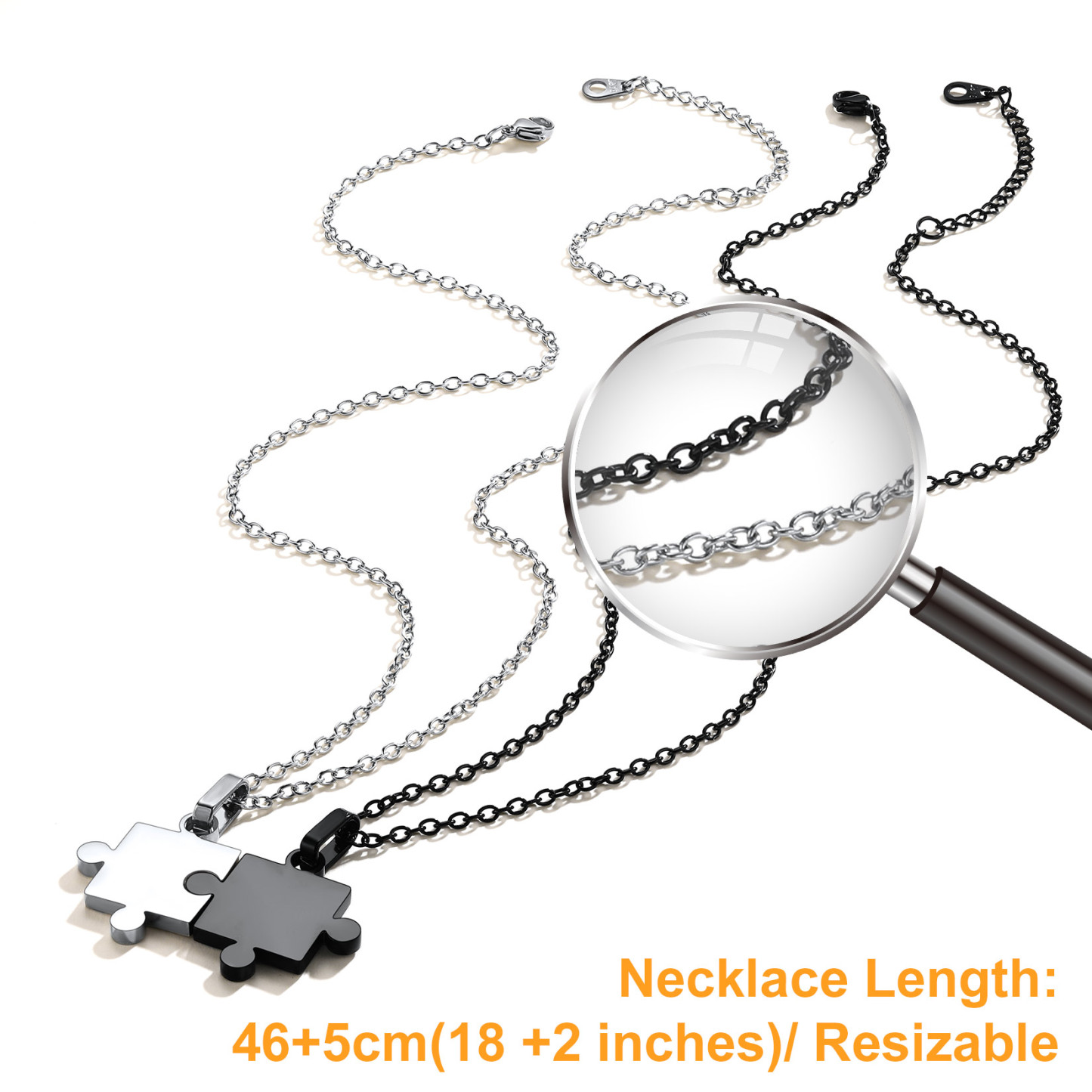 Collier Pendentif Puzzle Personnalisé Gravé en Acier Inoxydable Détail