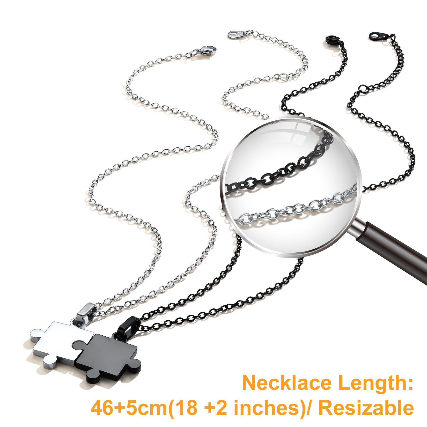 Collier Pendentif Puzzle Personnalisé Gravé en Acier Inoxydable Détail