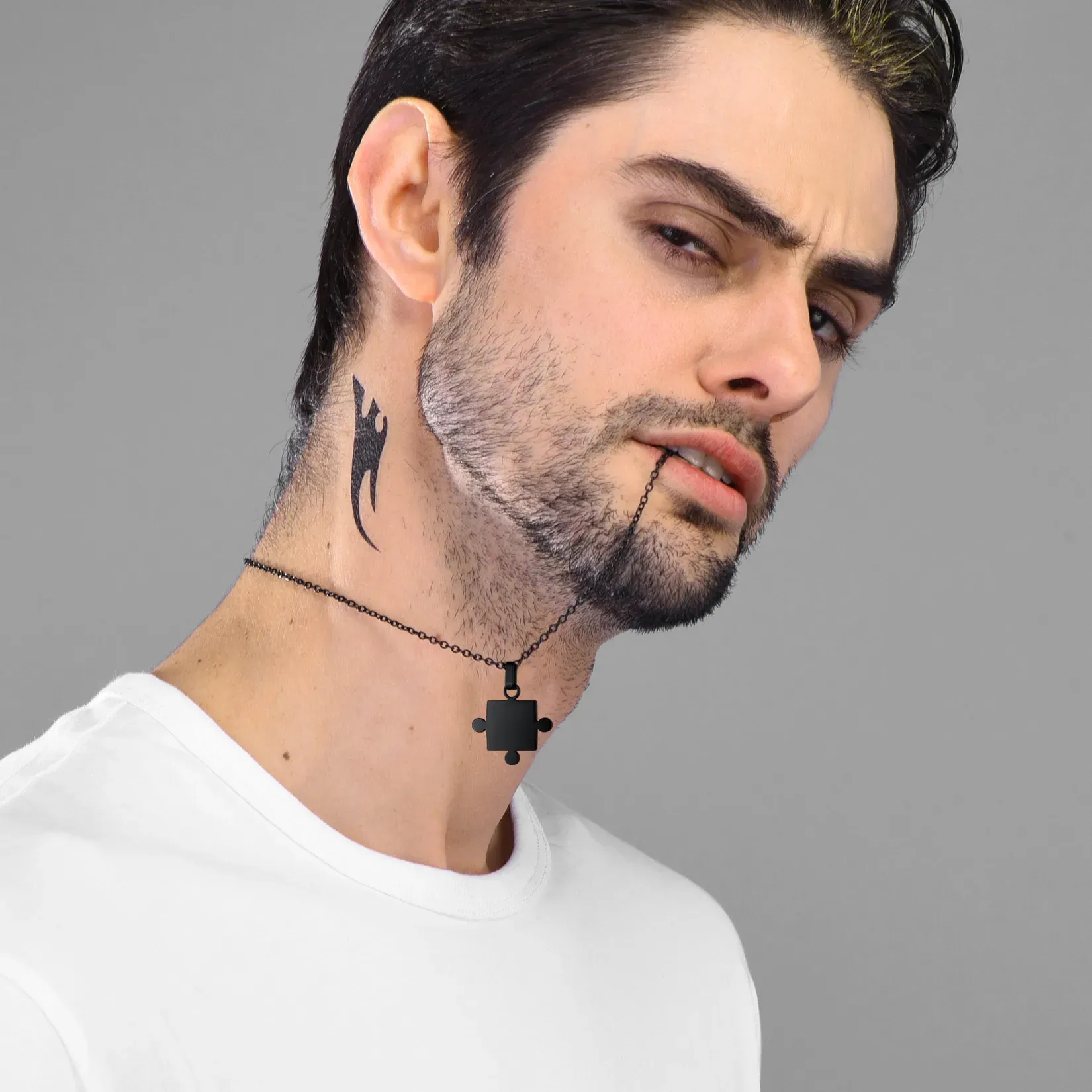 Collier Puzzle Personnalisé Gravé en Acier Inoxydable