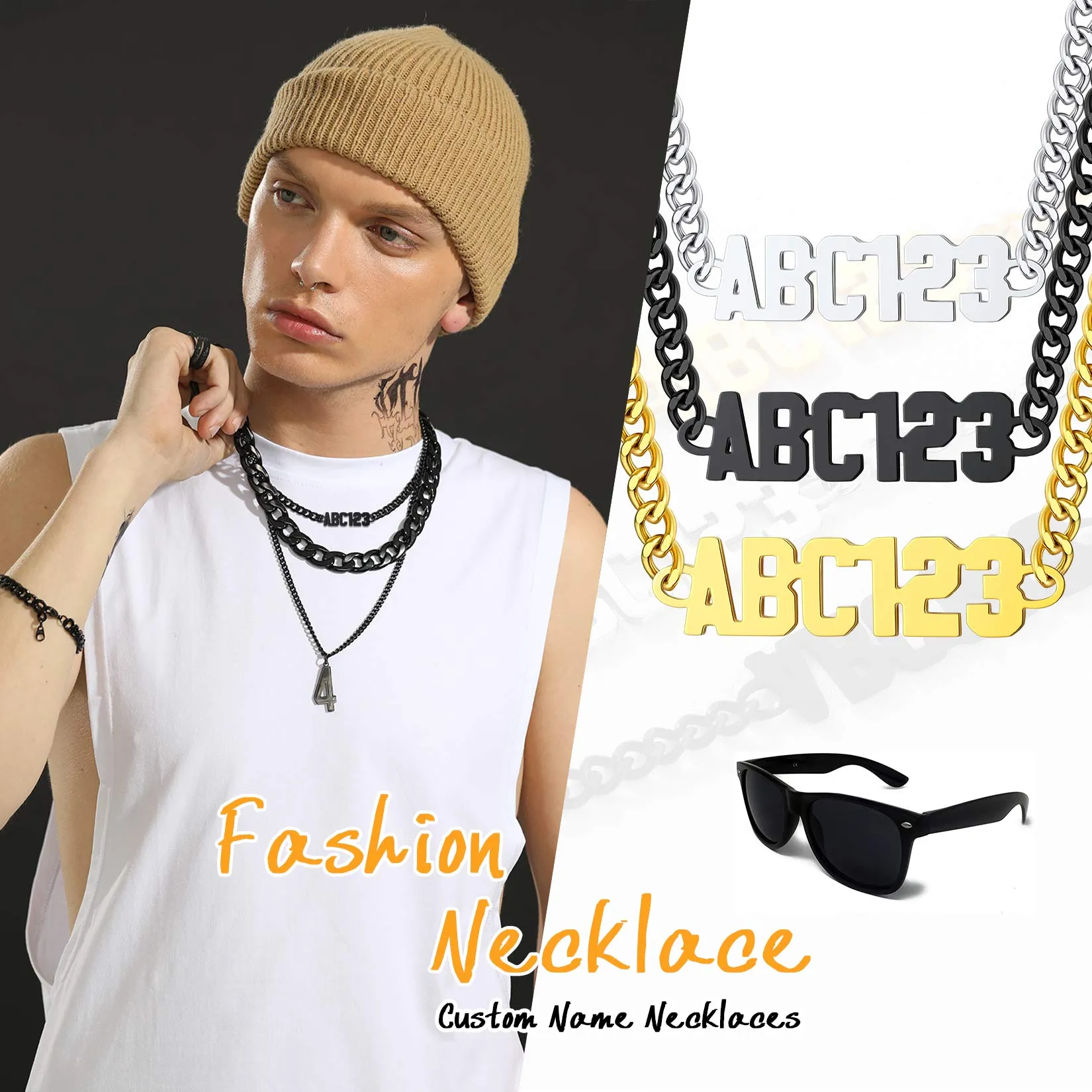 Collier Gravé Personnalisé avec Nom et Chaîne Cuban 