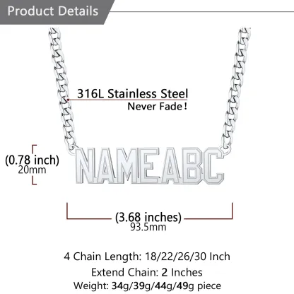 Colliers avec Pendentif Nom Personnalisé pour Hommes Taille