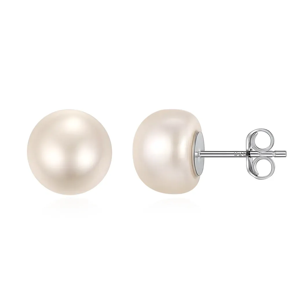 Boucles d’Oreilles Clous en Argent avec Perles d’Eau Douce 10mm
