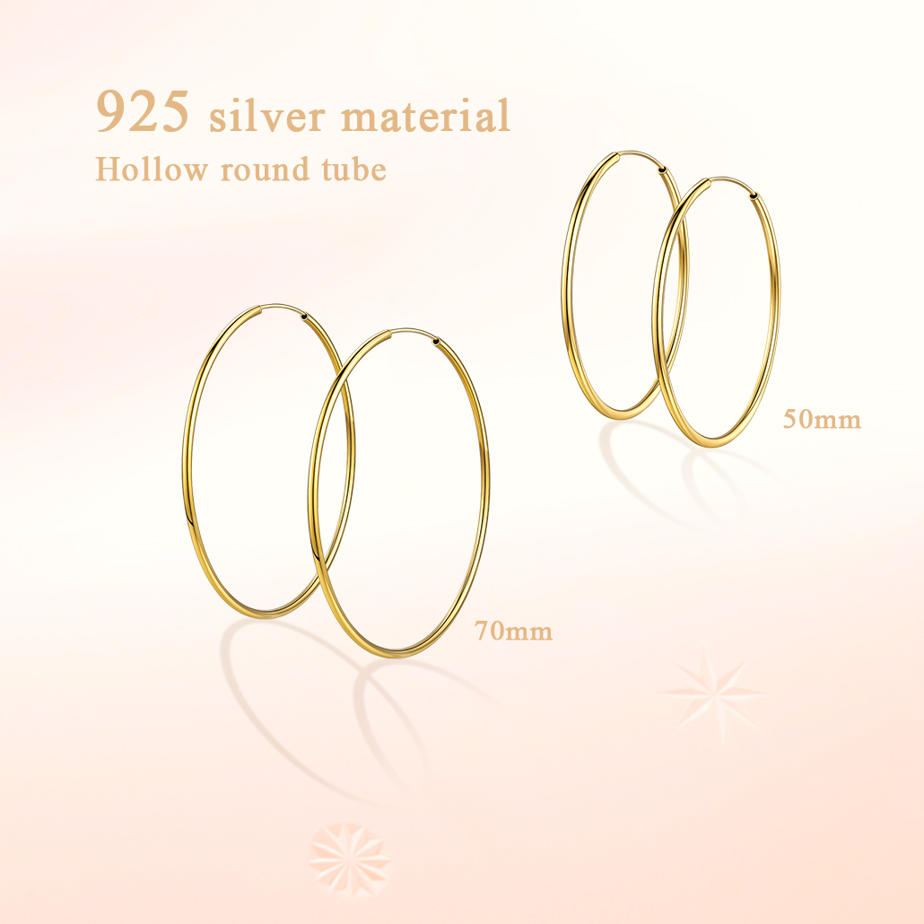 Boucles d'Oreilles Rondes en Argent Sterling 925