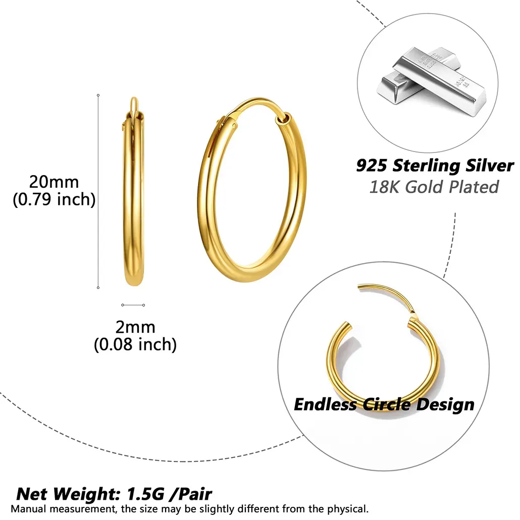 Boucles d'Oreilles Rondes en Argent Sterling pour Femmes