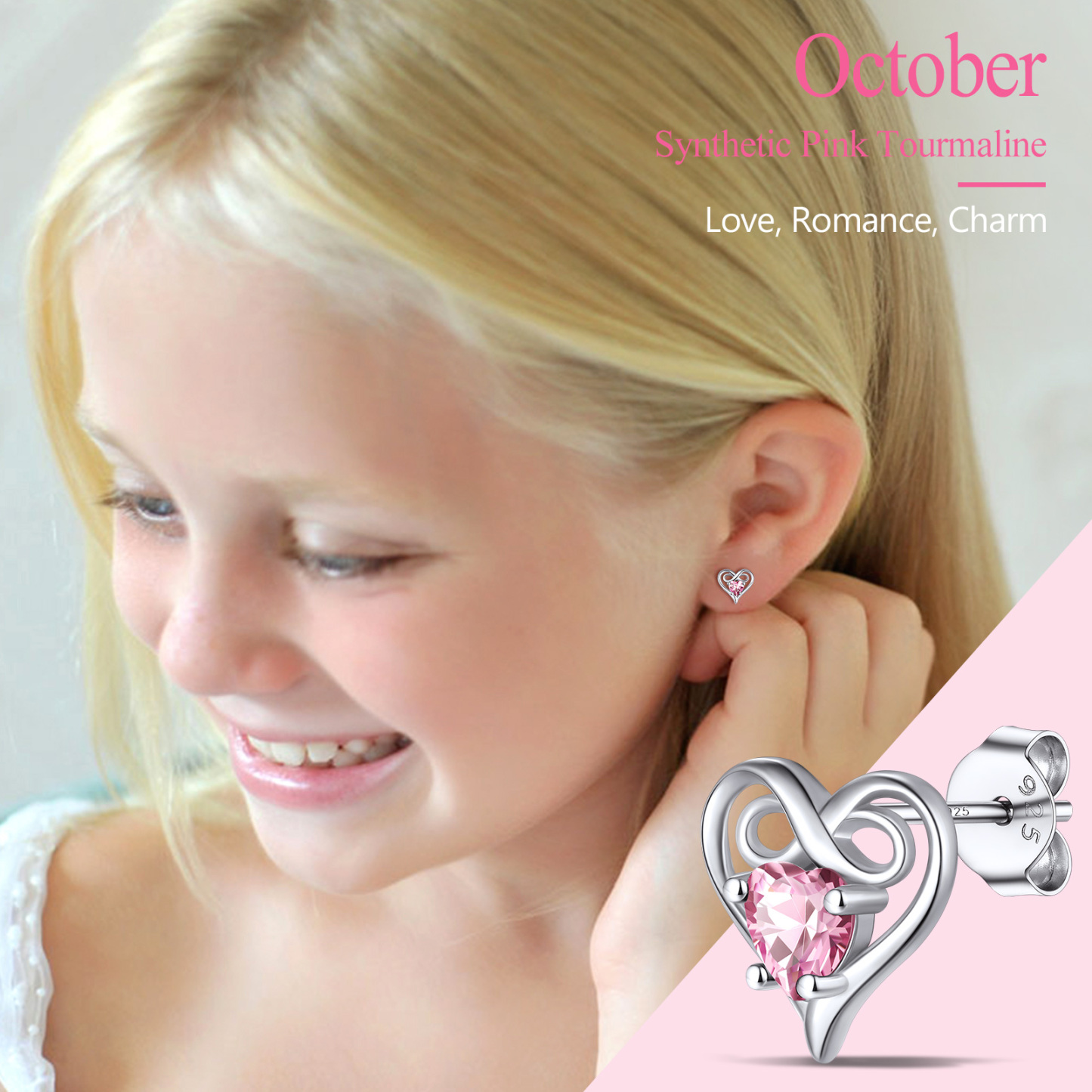 Boucles d'Oreilles Stud Infini avec Pierre de Naissance 