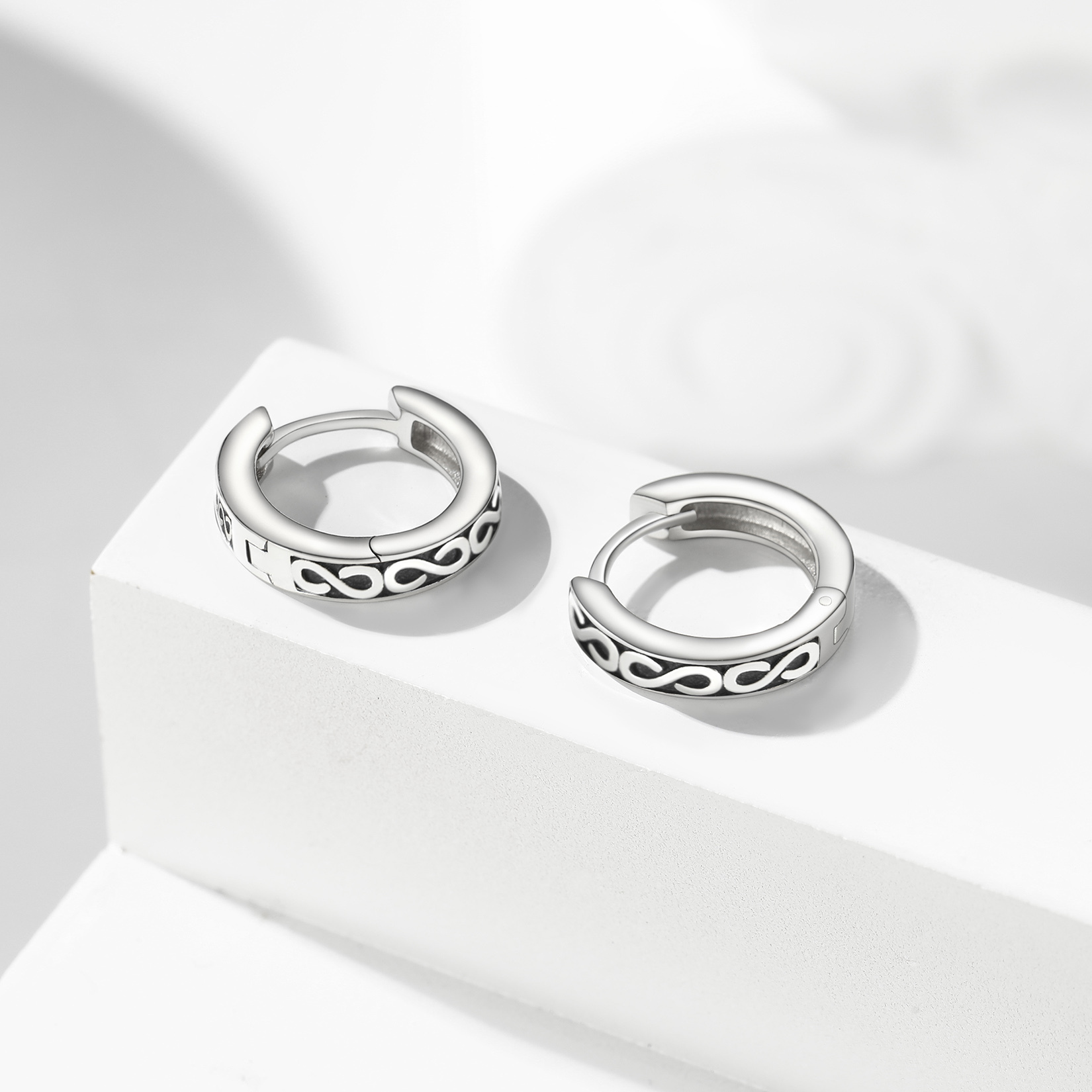  Boucles d'Oreilles Infini Créoles en Argent Sterling