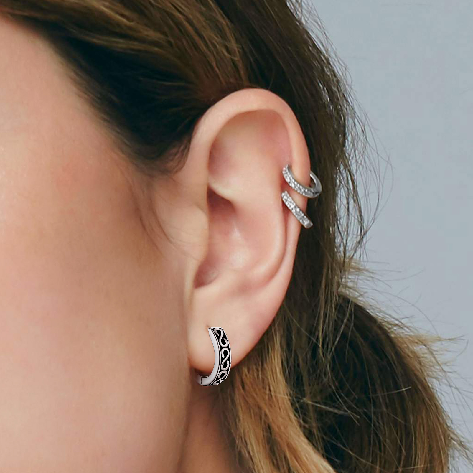  Boucles d'Oreilles Infini en Argent Sterling 925