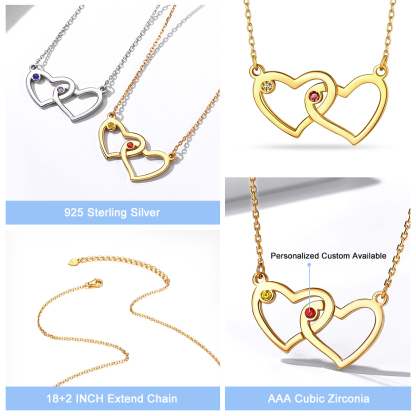 Collier Personnalisé Cœur avec Pierres de naissance Détail