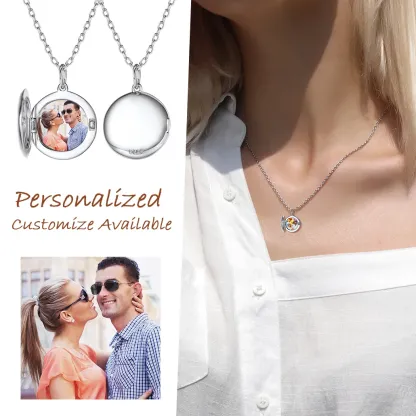 Collier Médaillon Rond Personnalisé Gravé en Argent Sterling pour Femme