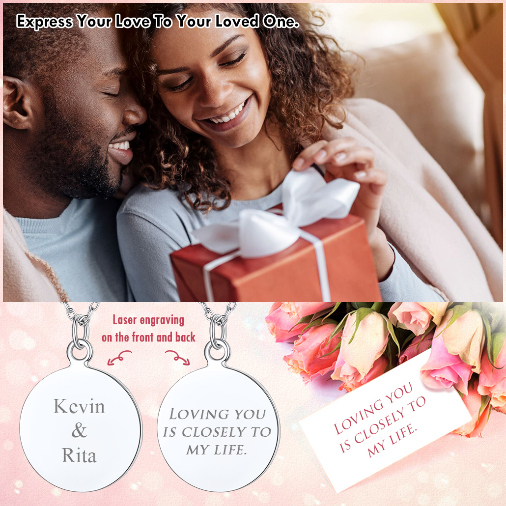 Collier avec Pendentif Rond Gravé pour Femmes