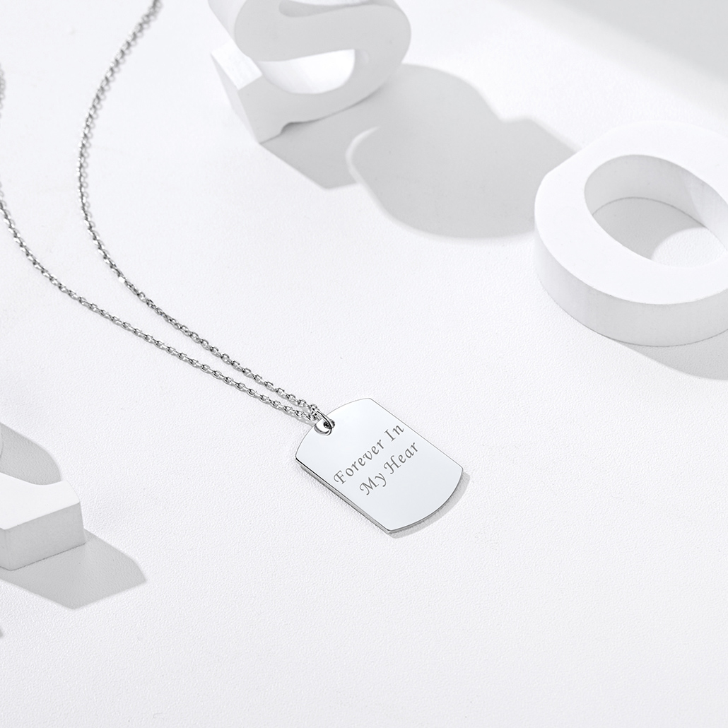 Collier Personnalisé  Gravé en Argent sterling avec Chaîne Réglable