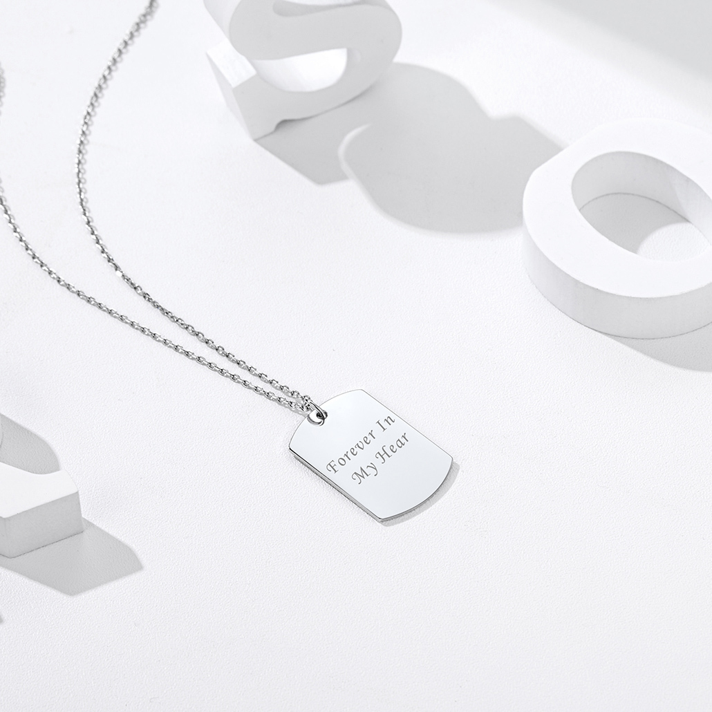 Collier Personnalisé  Gravé en Argent sterling avec Chaîne Réglable