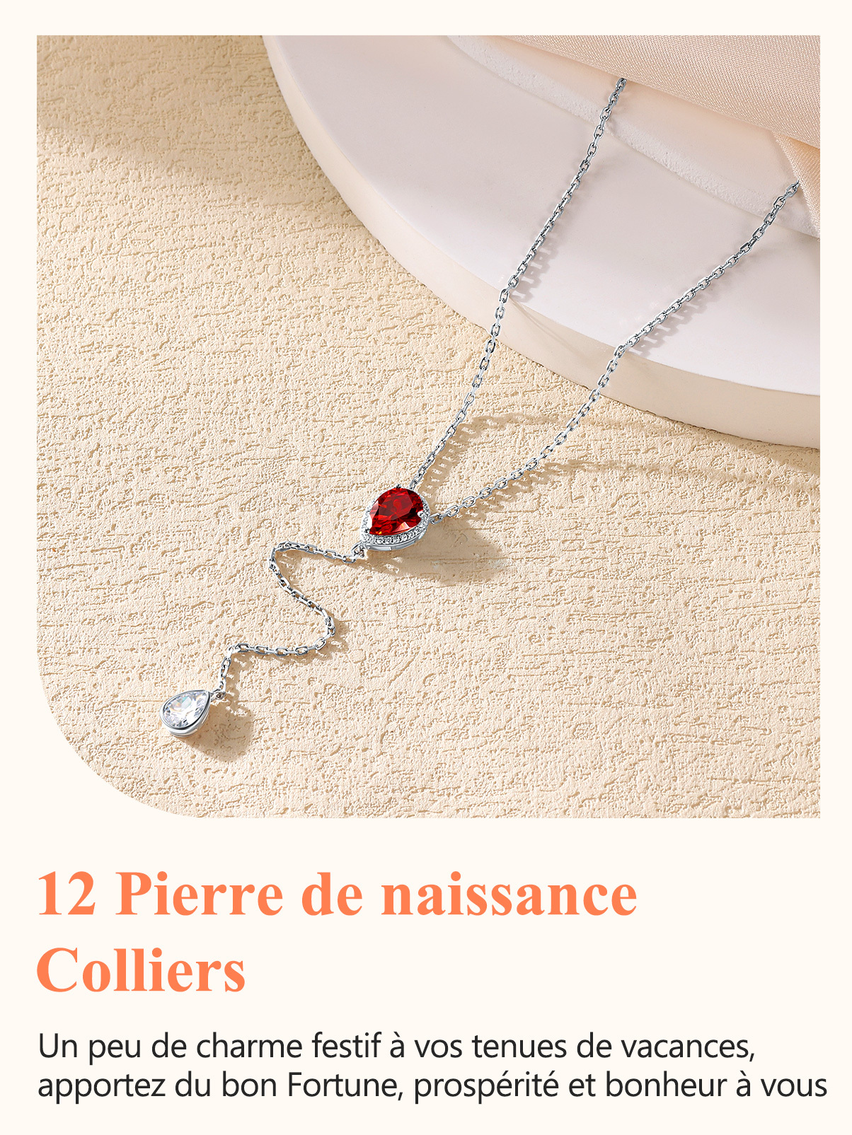 Collier en Argent Sterling avec Zircons pour Femme