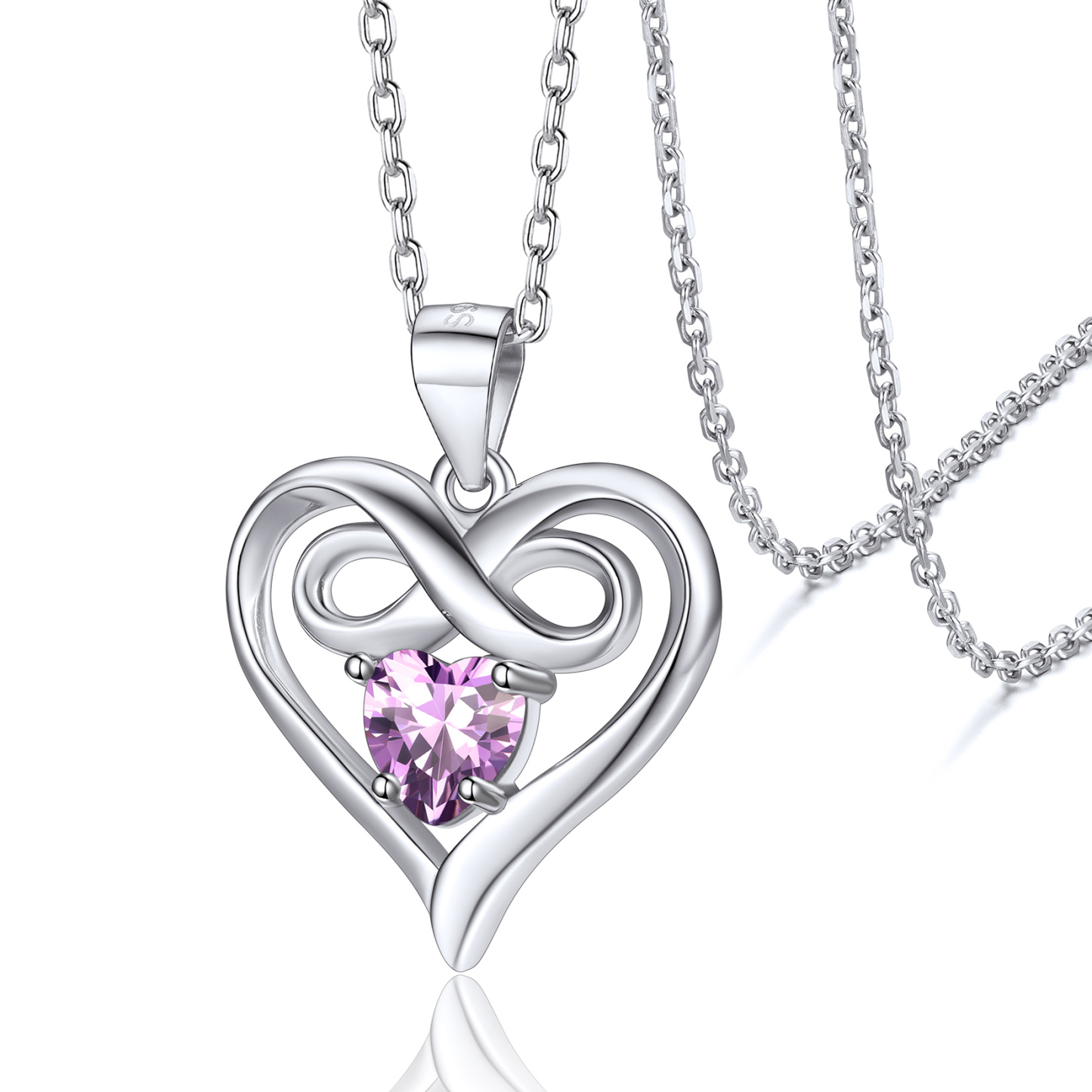 Collier Cœur Infini avec Pierre de Naissance Cadeau de Saint-Valentin Juin-Alexandrite