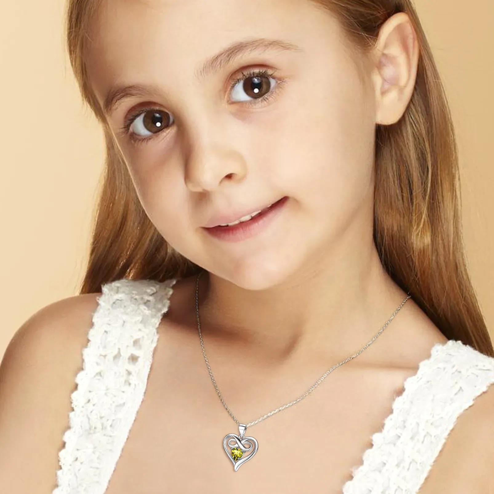 Collier Cœur Infini avec Pierre de Naissance 