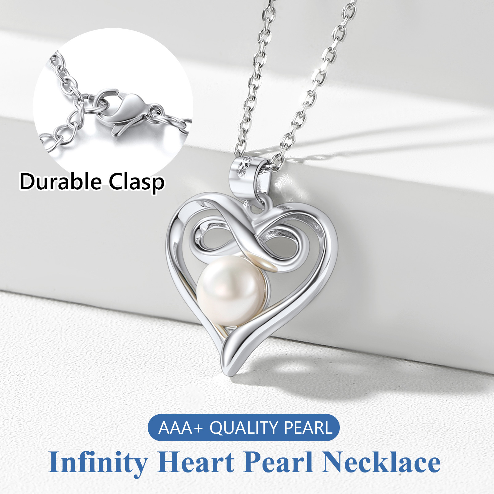 Collier Cœur avec Perles en Argent Sterling pour Femme