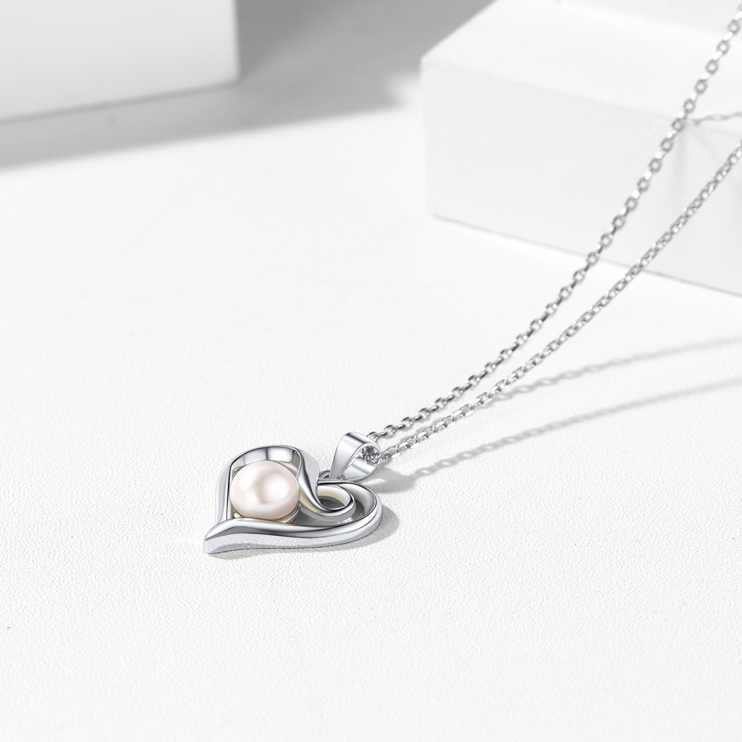 Collier Infini Cœur avec Perles en Argent Sterling 925