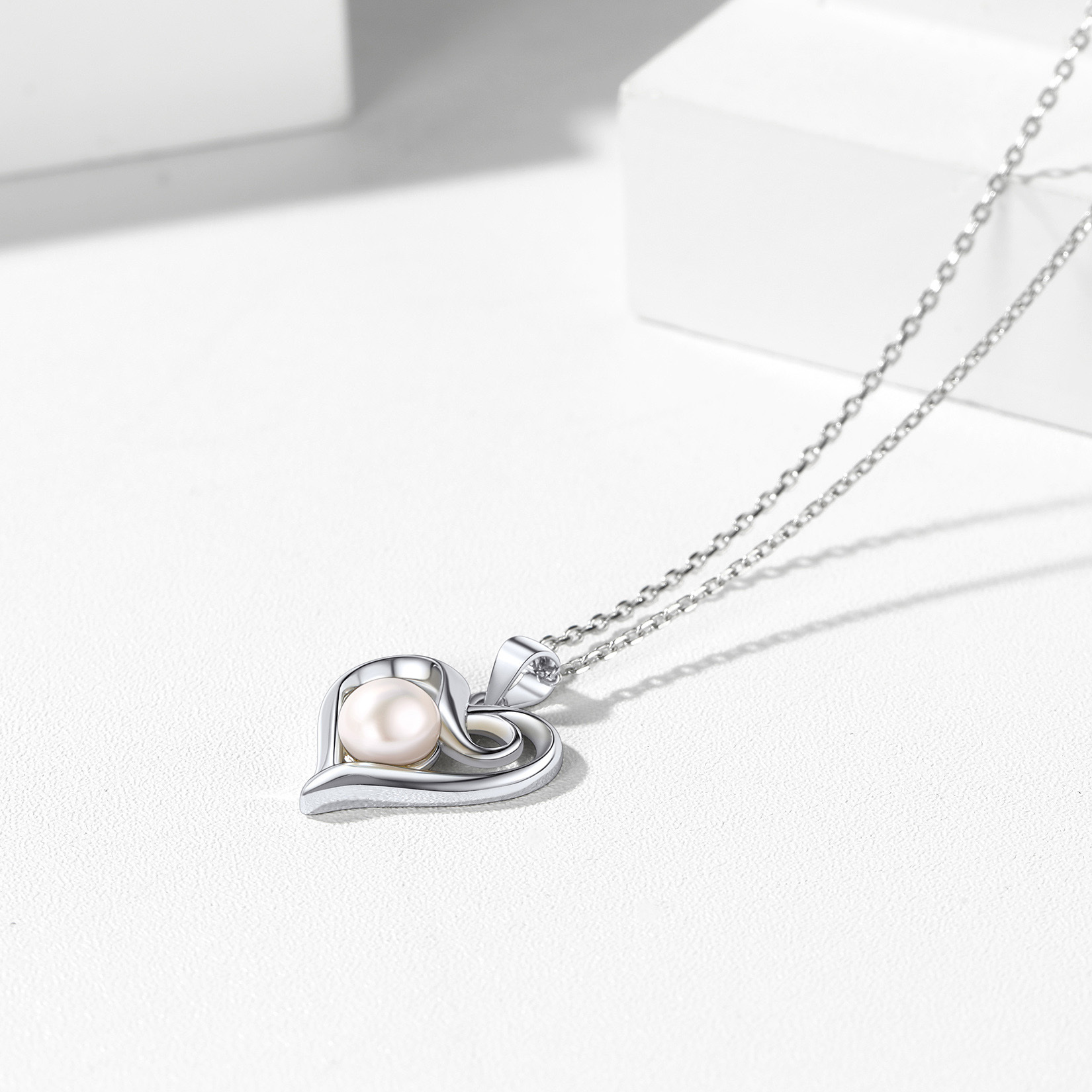 Collier Infini Cœur avec Perles en Argent Sterling 925