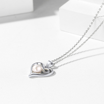 Collier Infini Cœur avec Perles en Argent Sterling 925