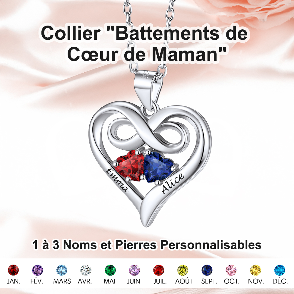 Collier Infini Personnalisé avec 1 à 3 Pierres de Naissance pour Femme