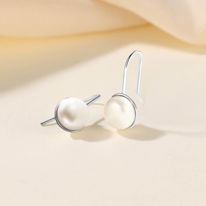 Boucles d'Oreilles en Argent Sterling avec Perles