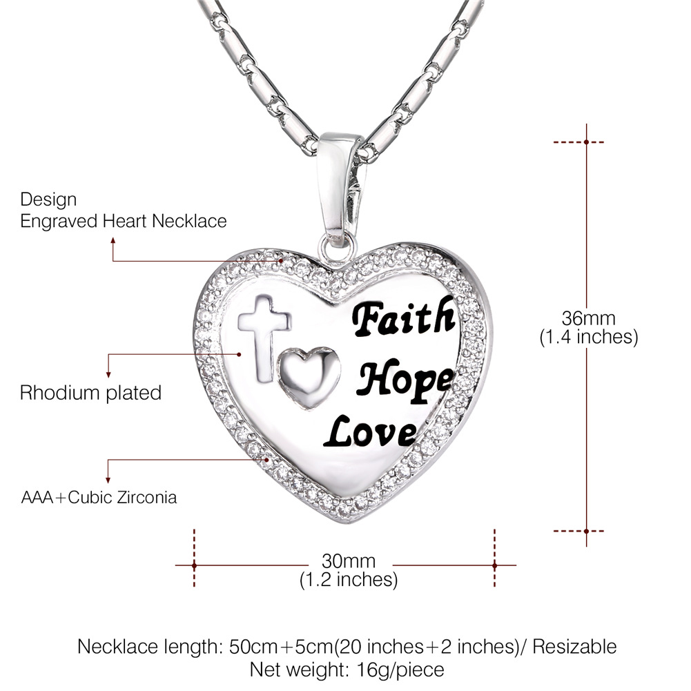 Vente Flash Collier Cœur Faith Hope Love taille