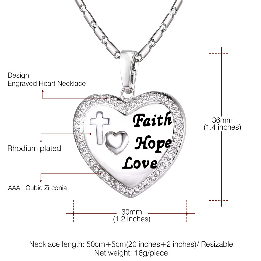 Vente Flash Collier Cœur Faith Hope Love taille