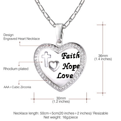 Vente Flash Collier Cœur Faith Hope Love taille