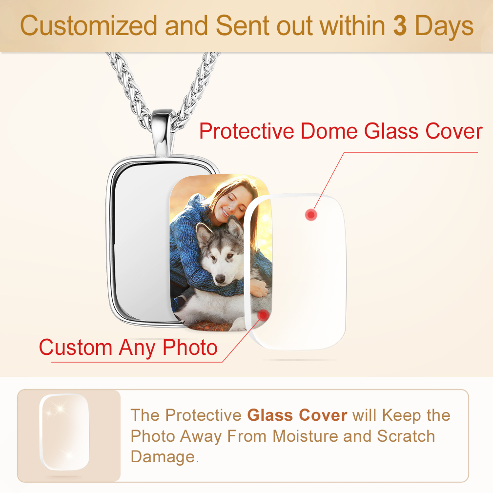  Collier Personnalisé avec Photo et Gravure en Acier Inoxydable pour Homme