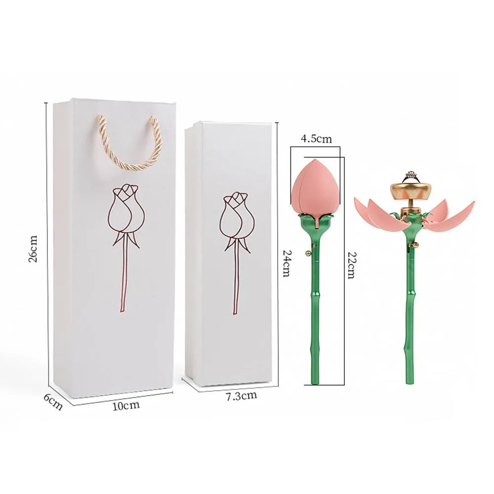 Boîte à Bague en Forme de Rose Rose