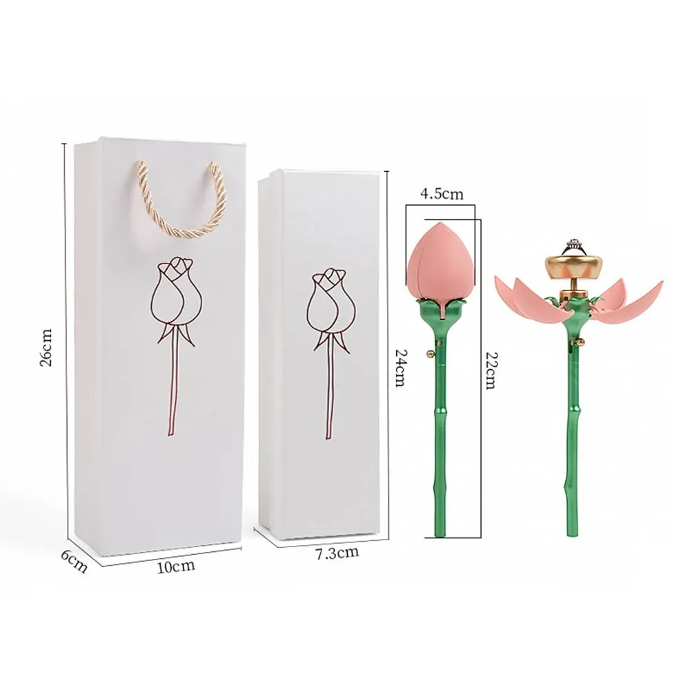 Boîte à Bague en Forme de Rose Rose