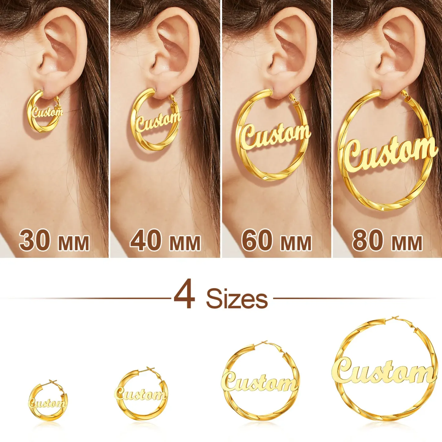 Boucles d’Oreilles Créoles avec Nom pour Femme