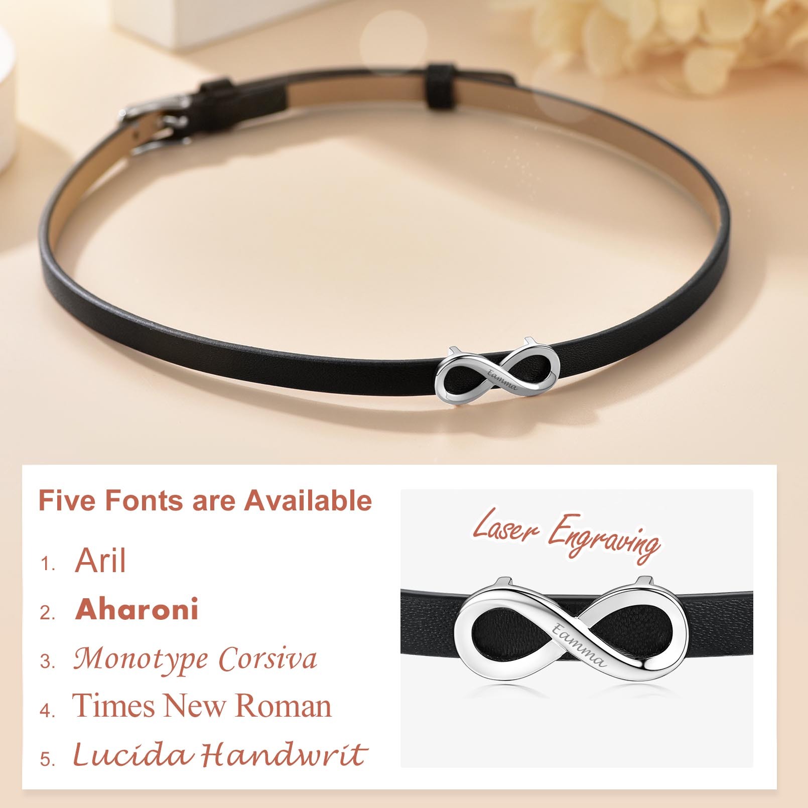 Collier Ras-de-Cou en Cuir Personnalisé pour Femme Police