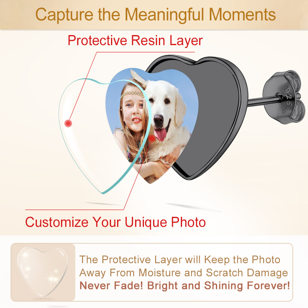 Clous d'Oreilles Personnalisées avec Photo pour Femme Protective