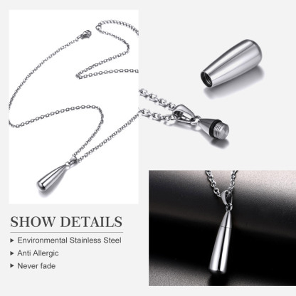 Collier Urne Personnalisé en Forme de Goutte pour Cendres Matériau
