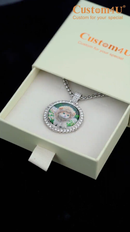 Collier Rond Hip Hop Personnalisé avec Photo et Gravure