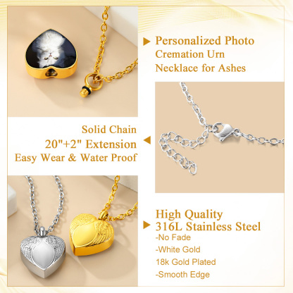 Collier Urne Personnalisé avec Photo Gravé pour Cendres Détail
