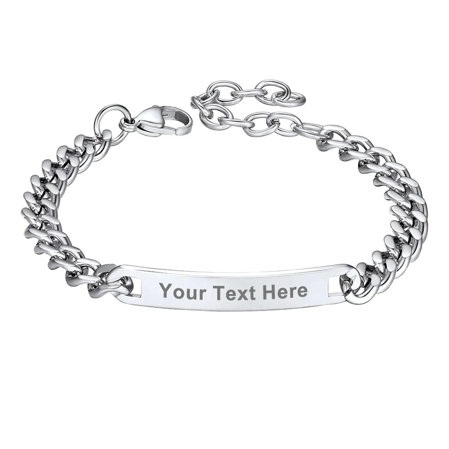 Bracelet Personnalisé en Chaîne Cuban Gravé 