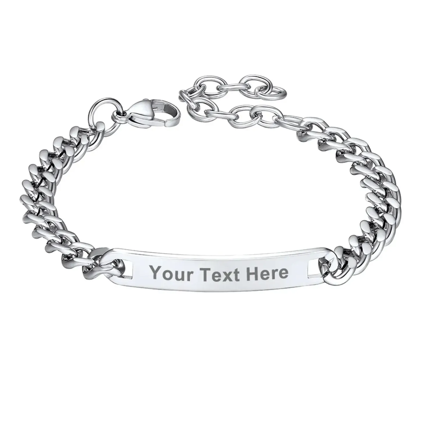 Bracelet Personnalisé en Chaîne Cuban Gravé 